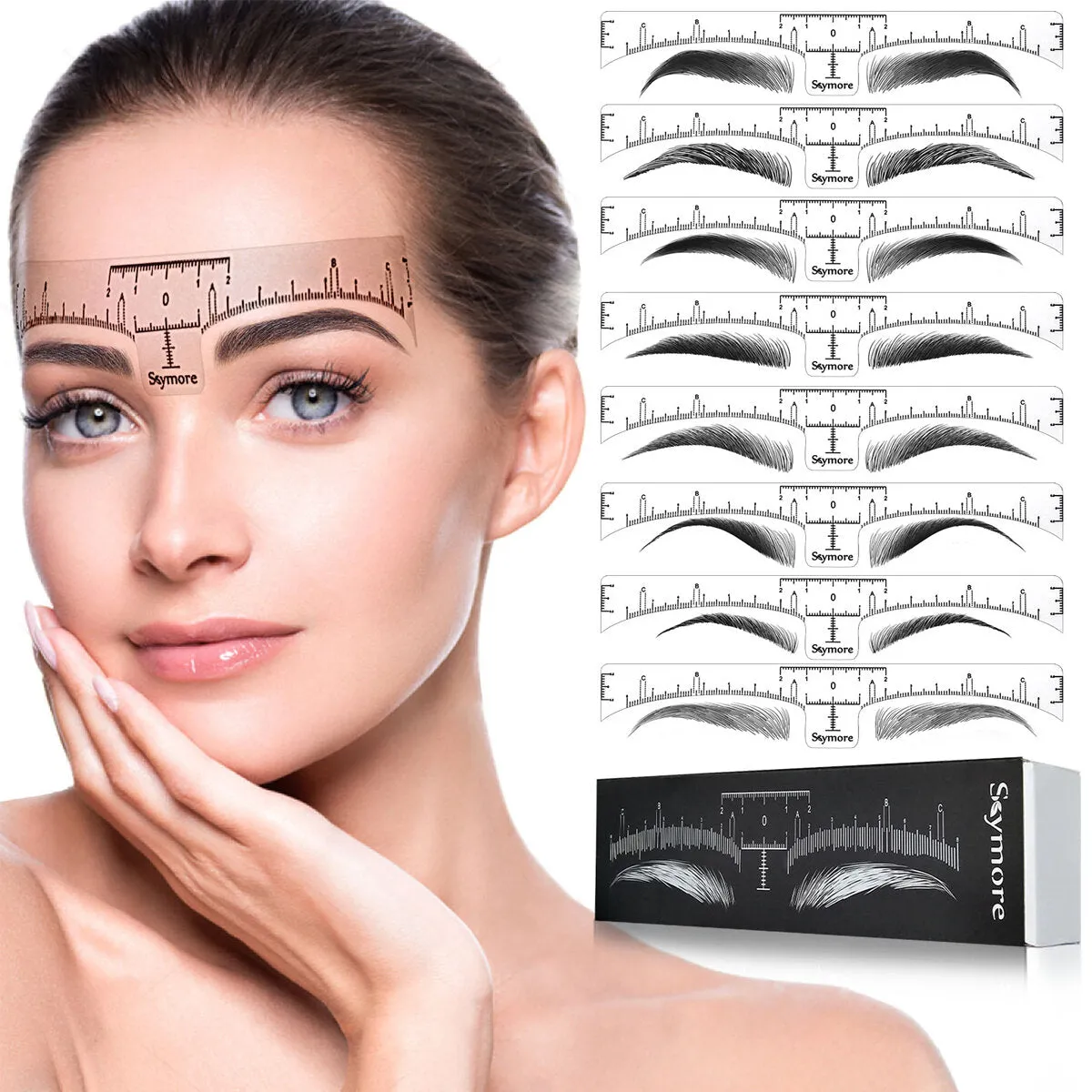 100PCS Eyebrow Stencil One-time Eyebrow Grooming Stencil Measure Ruler Brow Shaper Makeup Shaping Tool