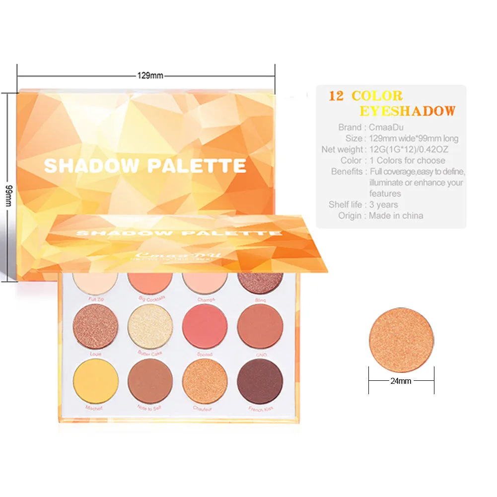 12 Colors Shimmer Eyeshadow Matte Glitter Eye Shadow Palette Natural Waterproof Long Lasting Pigmented (Set05)