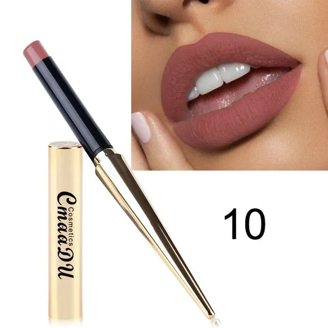 12 Shade 1PC Waterproof Lipstick Matte Pumpkin Color