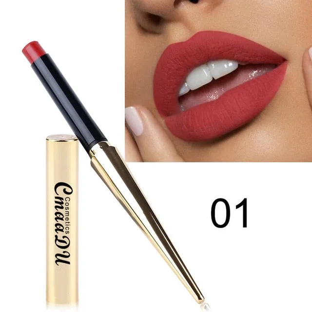 12 Shade 1PC Waterproof Lipstick Matte Pumpkin Color