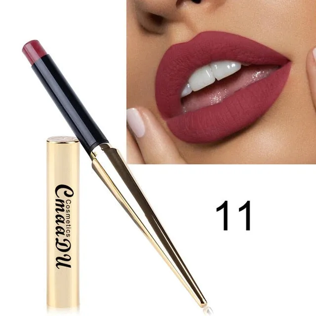12 Shade 1PC Waterproof Lipstick Matte Pumpkin Color