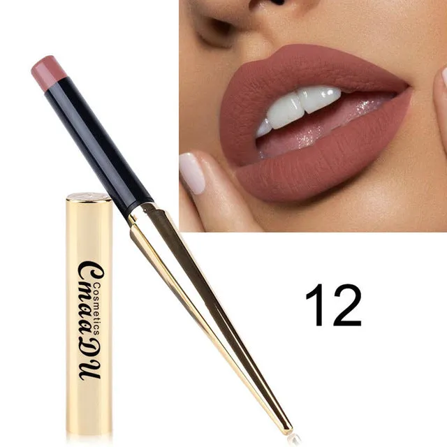 12 Shade 1PC Waterproof Lipstick Matte Pumpkin Color