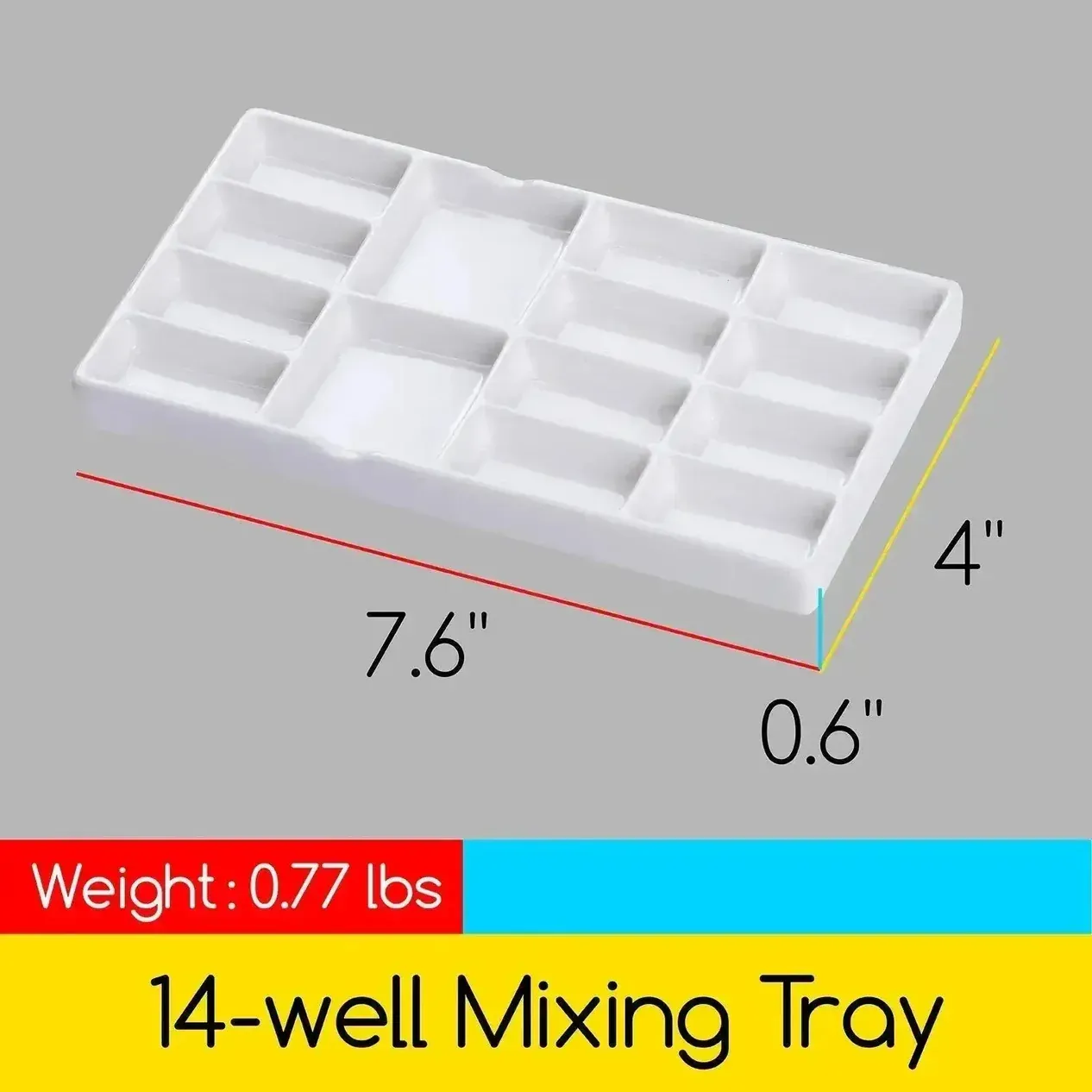 14-Well Rectangular Ceramic Palette