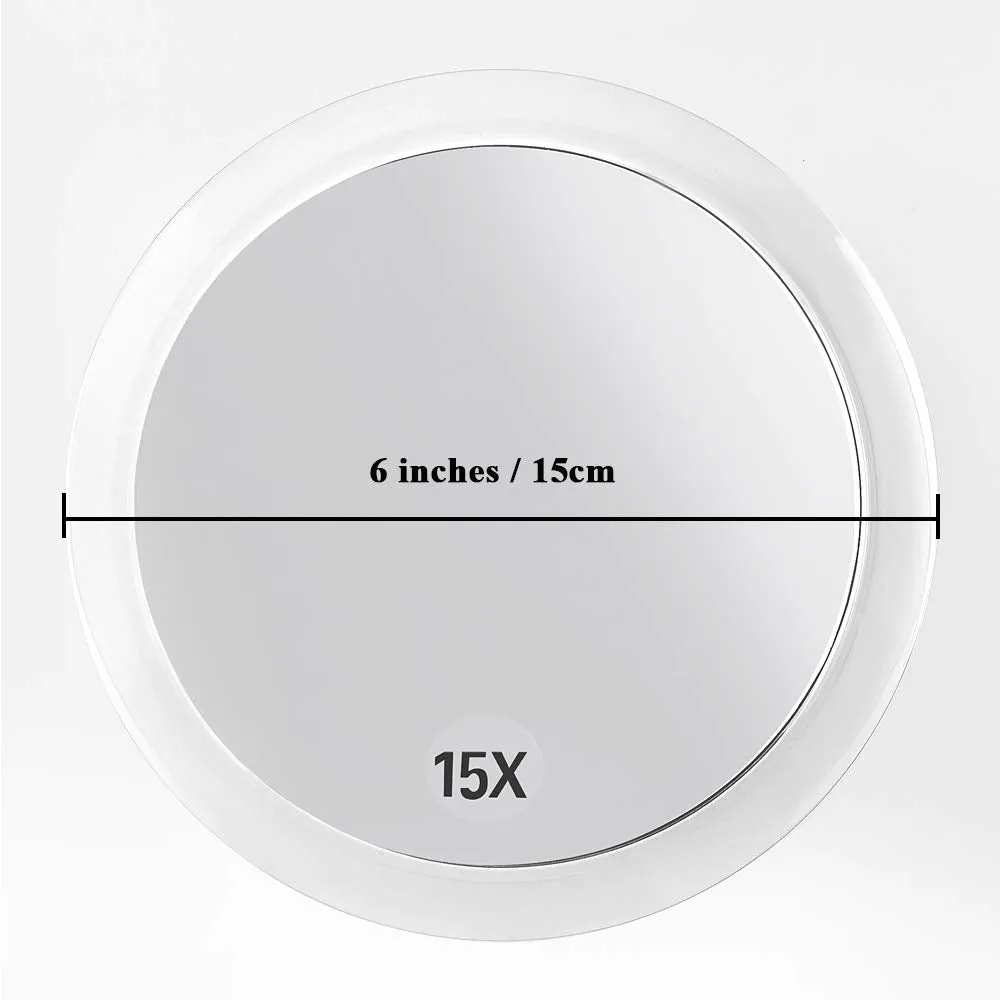 15X Magnifying Mirror - with 3 Mounting Suction Cups - Used for Precise Makeup - Eyebrows/Tweezing - Blackhead/Blemish Removal - Bathroom/Travel Makeup Mirror - 6 Inch Round (Rose Gold) 15X Magnified