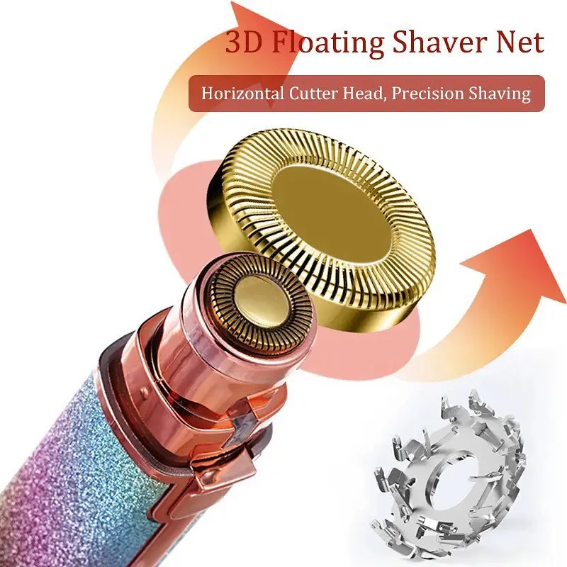 2 in 1 Rechargeable Electric Eyebrow Trimmer Epilator Female Body Facial Lipstick Shape Hair Removal Mini Painless Razor Shaver