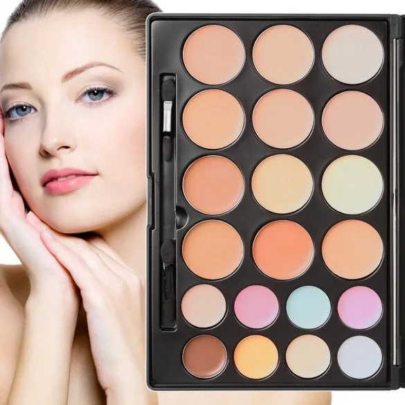 20 Colors Makeup Face Cream Concealer Palette   Powder Brush