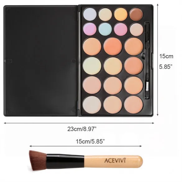 20 Colors Makeup Face Cream Concealer Palette   Powder Brush