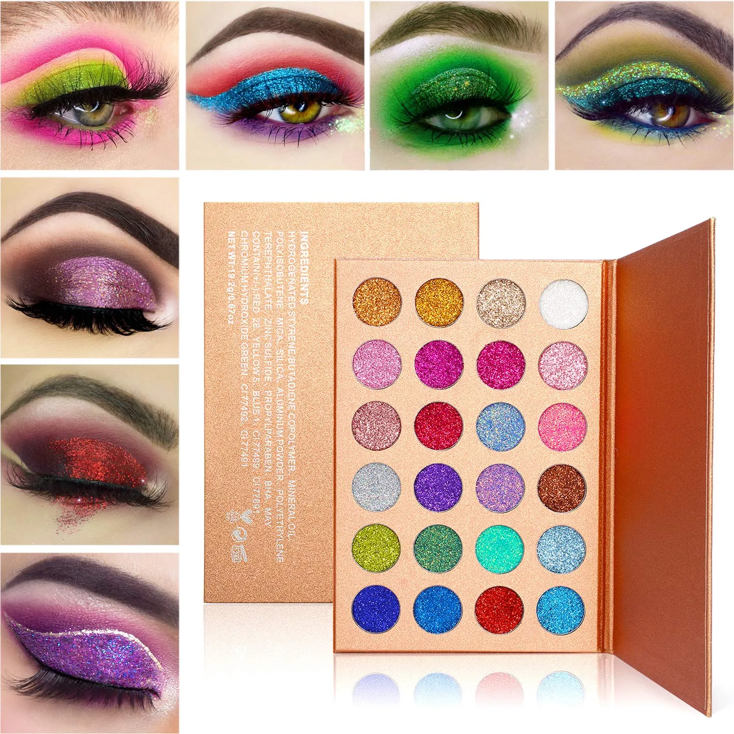 (3 in 1 Combo) De'lanci La Catrina 54 Colors   De'lanci Pressed Glitter   De'lanci Highlighter Palette