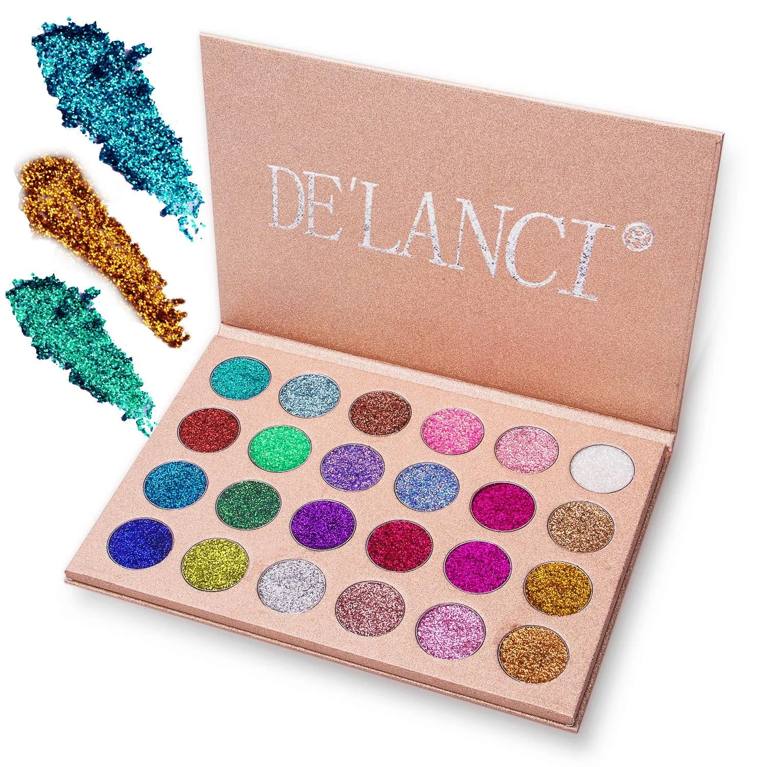 (3 in 1 Combo) De'lanci La Catrina 54 Colors   De'lanci Pressed Glitter   De'lanci Highlighter Palette