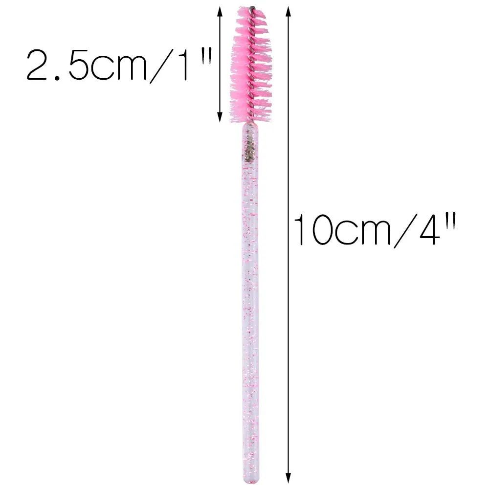 300PCS Crystal Eyelash Mascara Brushes Wands Applicator Makeup Kits (Pink) Pink