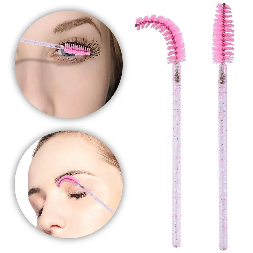 300PCS Crystal Eyelash Mascara Brushes Wands Applicator Makeup Kits (Pink) Pink