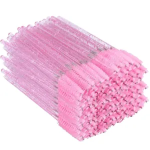 300PCS Crystal Eyelash Mascara Brushes Wands Applicator Makeup Kits (Pink) Pink