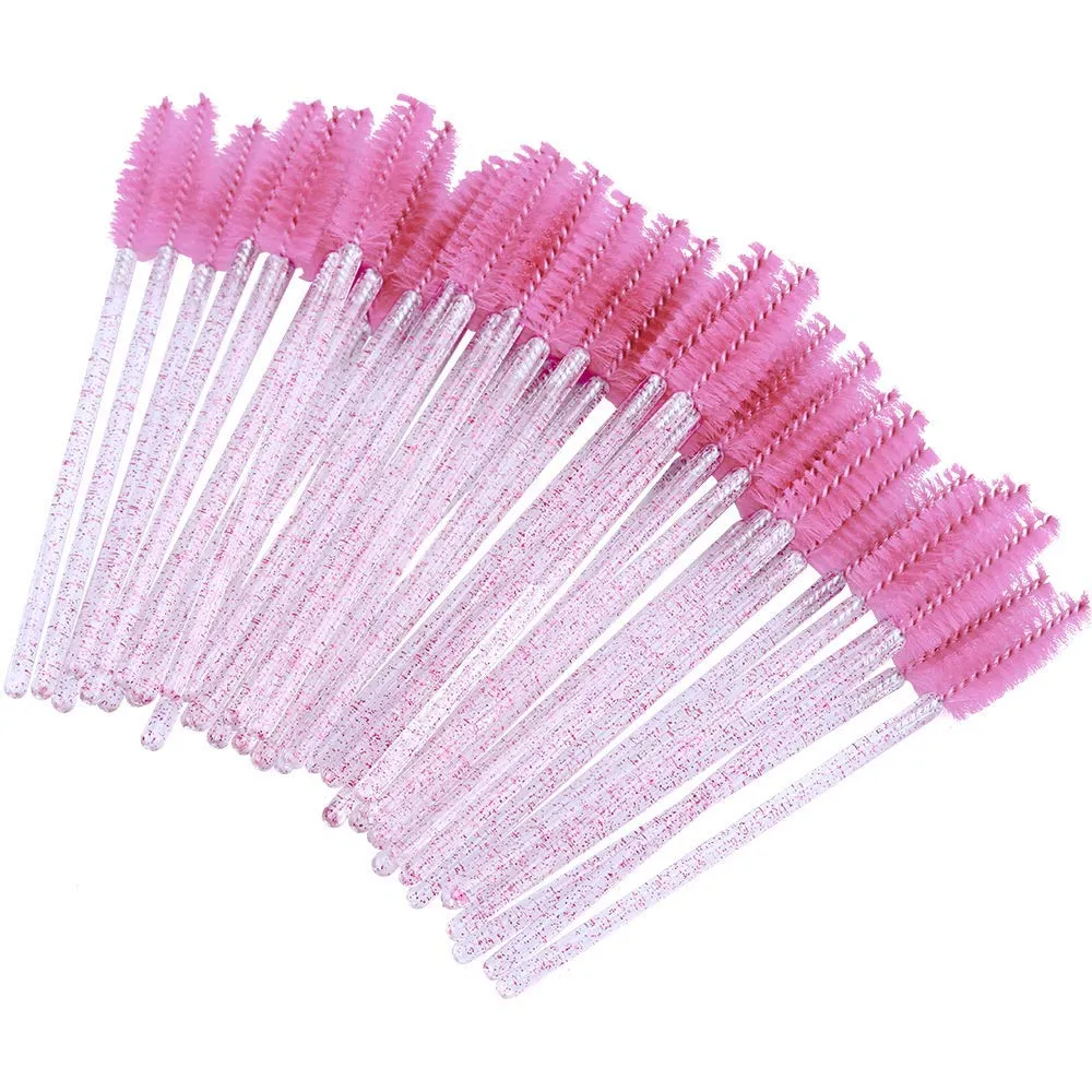 300PCS Crystal Eyelash Mascara Brushes Wands Applicator Makeup Kits (Pink) Pink