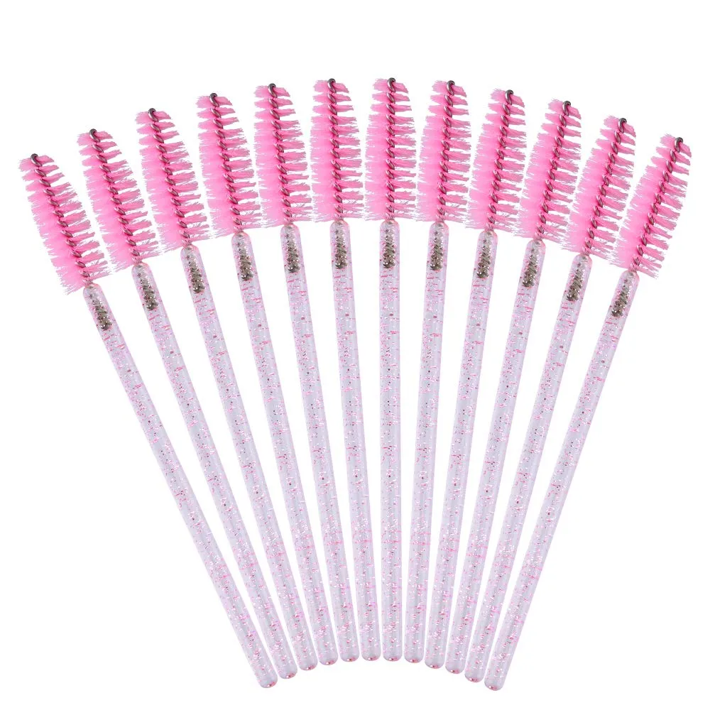 300PCS Crystal Eyelash Mascara Brushes Wands Applicator Makeup Kits (Pink) Pink