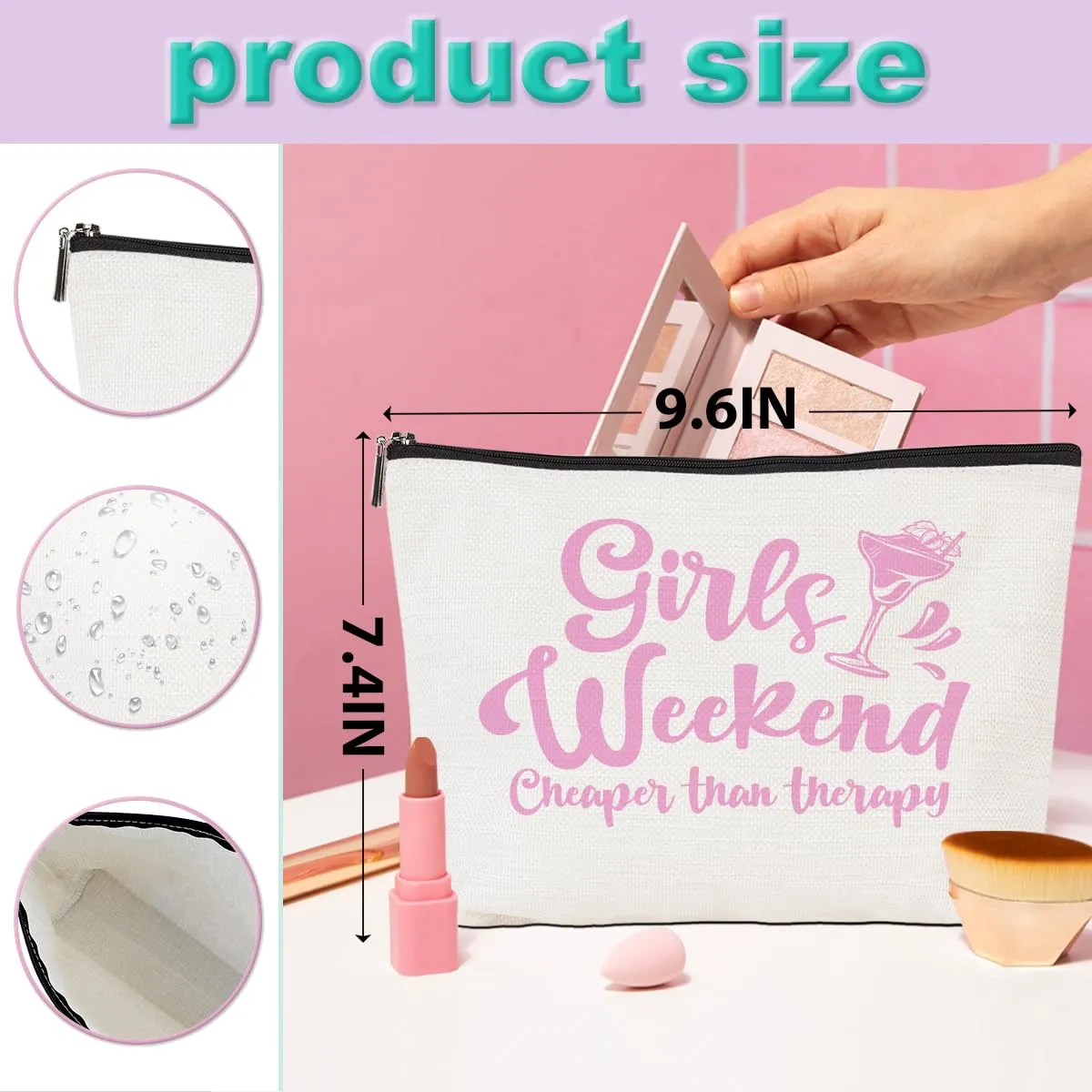 4 Pcs Girls Weekend Gifts Girls Trip 2024 Makeup Bag Girls Trip Gifts Favors Summer Gifts Cosmetic Bag Toiletry Bag Zipper Pouch Weekender Bags for Women Girl Friendship Bachelorette Party Birthday