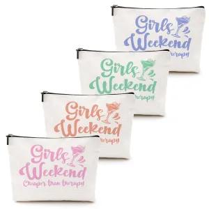 4 Pcs Girls Weekend Gifts Girls Trip 2024 Makeup Bag Girls Trip Gifts Favors Summer Gifts Cosmetic Bag Toiletry Bag Zipper Pouch Weekender Bags for Women Girl Friendship Bachelorette Party Birthday