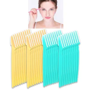 40 Pcs Eyebrow Razor Laicky Eye Brow Trimmer Shaver Facial Face Hair Remover Exfoliating Dermaplaning Tool Kit Stainless Steel Blades with Cap Eyebrow Shaper for Women Men Makeup (Blue Yellow) Blue Yellow