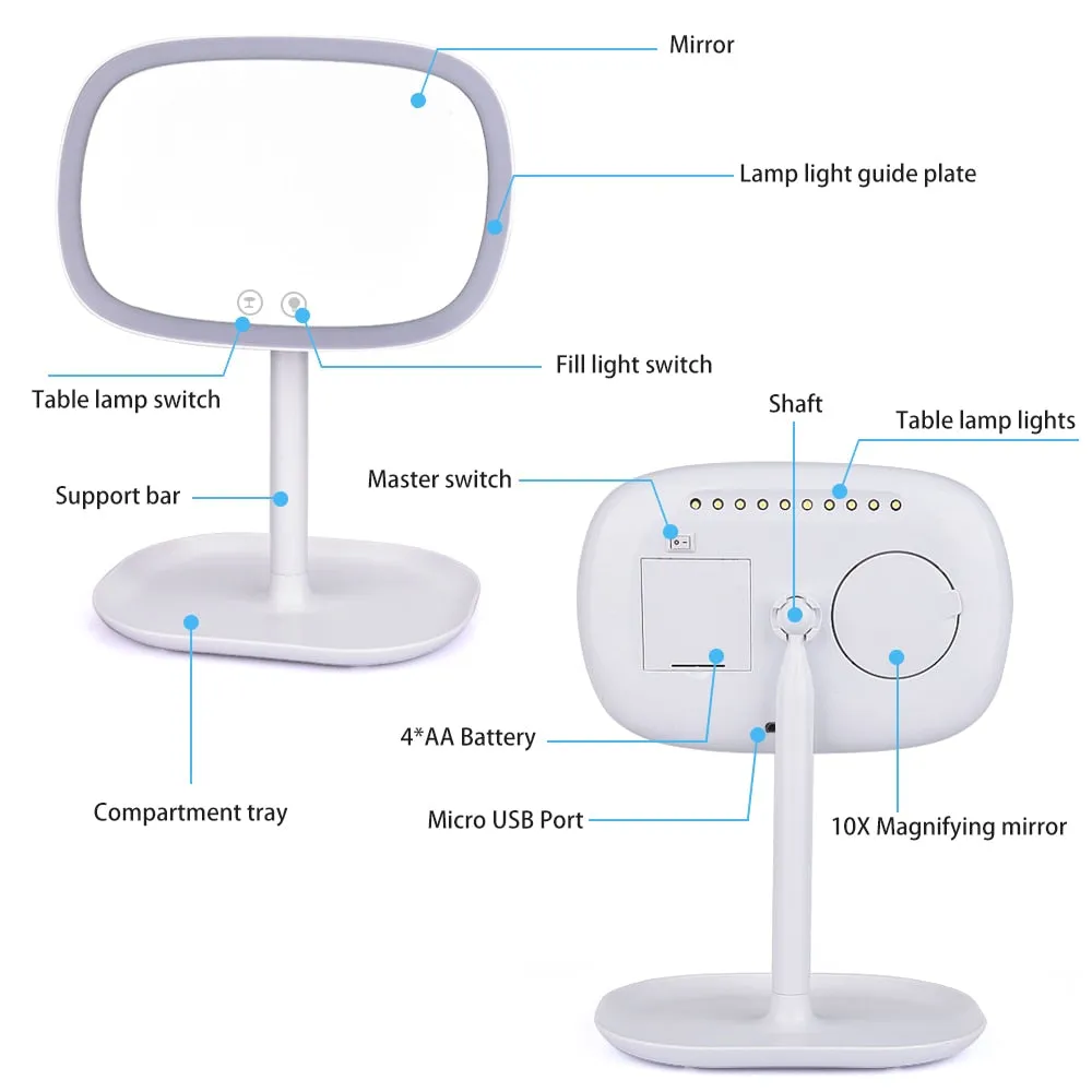 47 LED Lights 360 Rotating Desktop Mirror Touch
