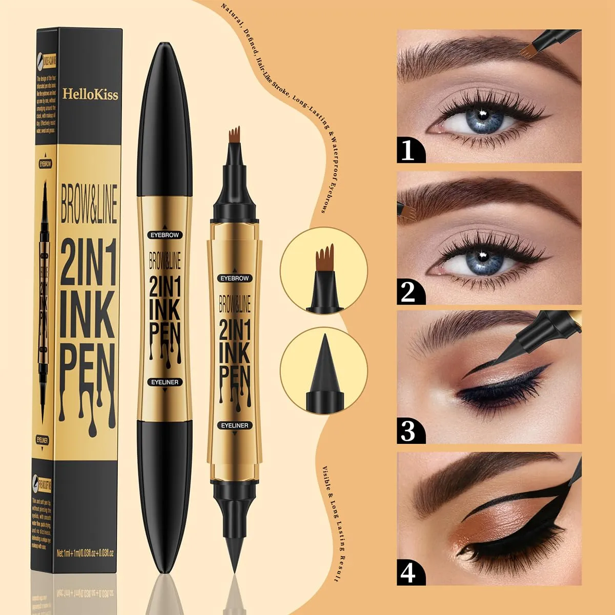 4PCS 2 in 1 Eyebrow Microblading Pen, 2024 New 3D Microblading Eyebrow Pen Tattoo Pencil 4 Fork Tip, Waterproof Magic Microblading Eyebrow Pencil for Natural Makeup Last All Day - 9703#SET