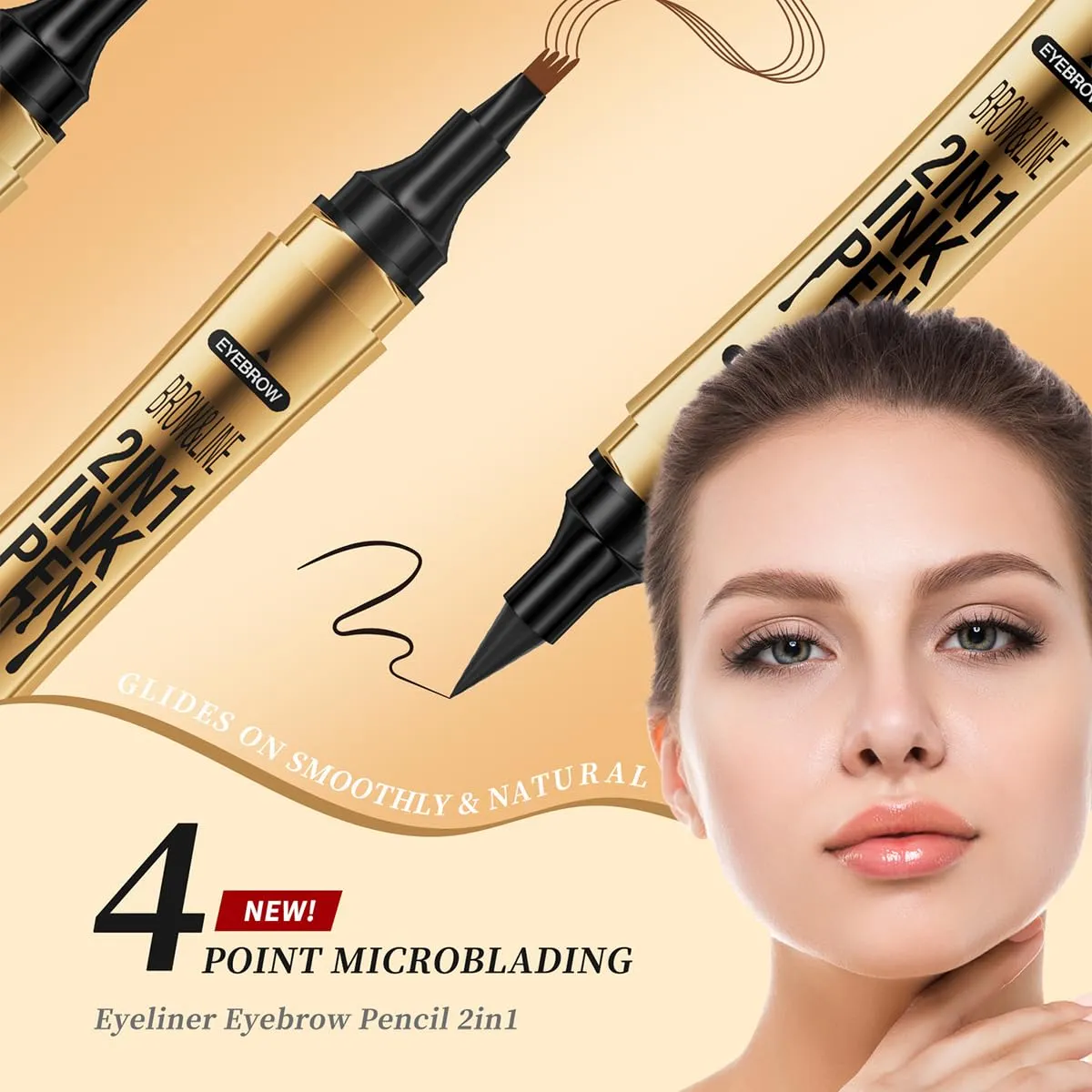 4PCS 2 in 1 Eyebrow Microblading Pen, 2024 New 3D Microblading Eyebrow Pen Tattoo Pencil 4 Fork Tip, Waterproof Magic Microblading Eyebrow Pencil for Natural Makeup Last All Day - 9703#SET