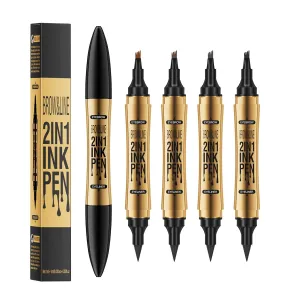 4PCS 2 in 1 Eyebrow Microblading Pen, 2024 New 3D Microblading Eyebrow Pen Tattoo Pencil 4 Fork Tip, Waterproof Magic Microblading Eyebrow Pencil for Natural Makeup Last All Day - 9703#SET