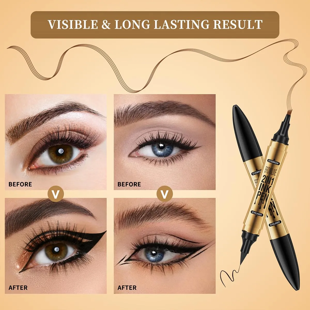 4PCS 2 in 1 Eyebrow Microblading Pen, 2024 New 3D Microblading Eyebrow Pen Tattoo Pencil 4 Fork Tip, Waterproof Magic Microblading Eyebrow Pencil for Natural Makeup Last All Day - 9703#SET