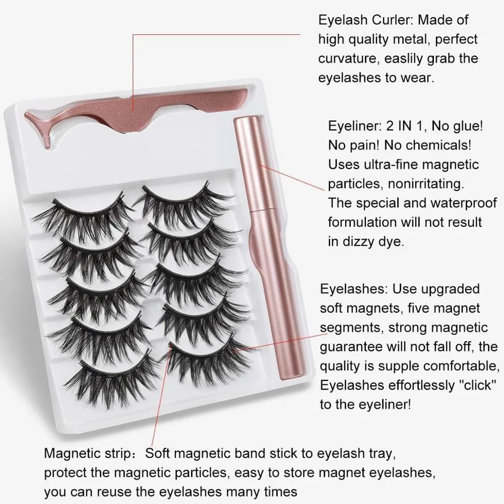 5 Pairs Magnetic Eyelashes Natural long Magnetic False Eyelashes