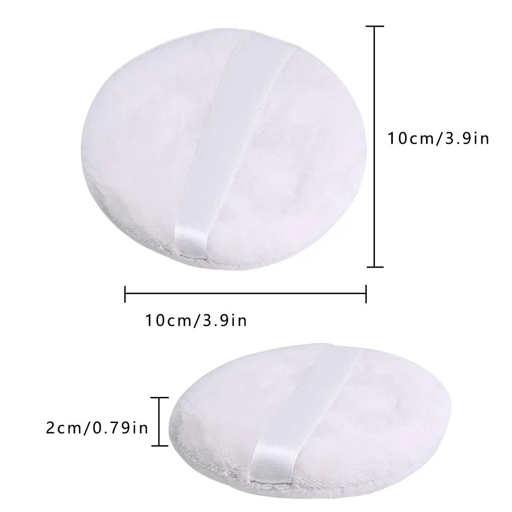 5 PCS Large Powder Puff, 4.13 Inch Velour Body Powder Puff Round Fluffy Powder Puffs Ultra Soft Body Puff Washable for Loose Body Powder Face Powder Baby Powder Makeup with Ribbon and Case