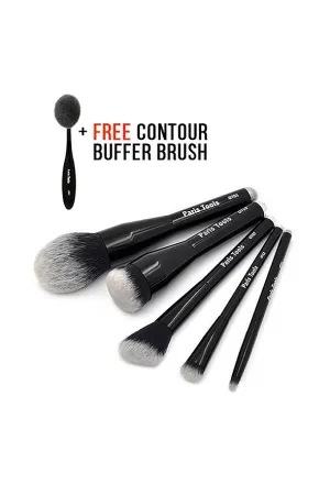 5PC Face and Eye Brush Set   FREE Contour Buffer