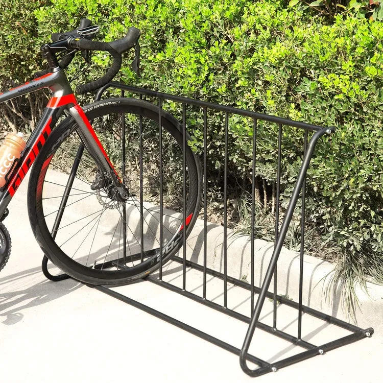 6 Bike Capacity Double-Sided Black Steel Bike Rack Stand, Grid Bicycle Parking Storage Holder
