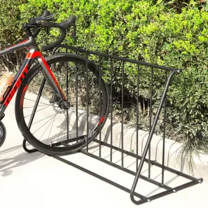 6 Bike Capacity Double-Sided Black Steel Bike Rack Stand, Grid Bicycle Parking Storage Holder