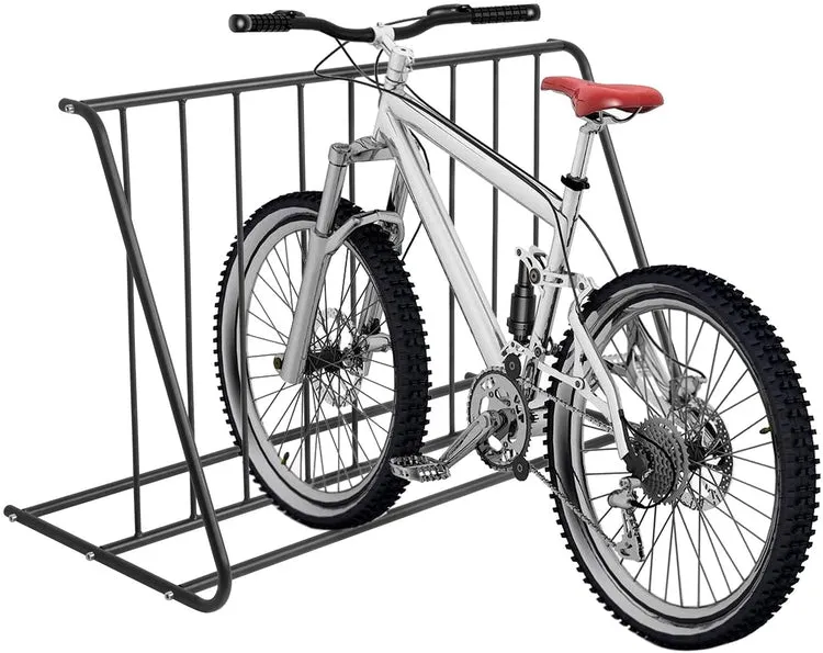 6 Bike Capacity Double-Sided Black Steel Bike Rack Stand, Grid Bicycle Parking Storage Holder