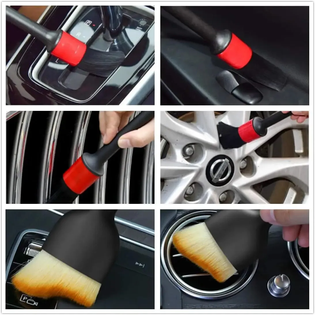 6-Piece Car Care Detailing Brush Set for Wheels/Dashboards and Vents