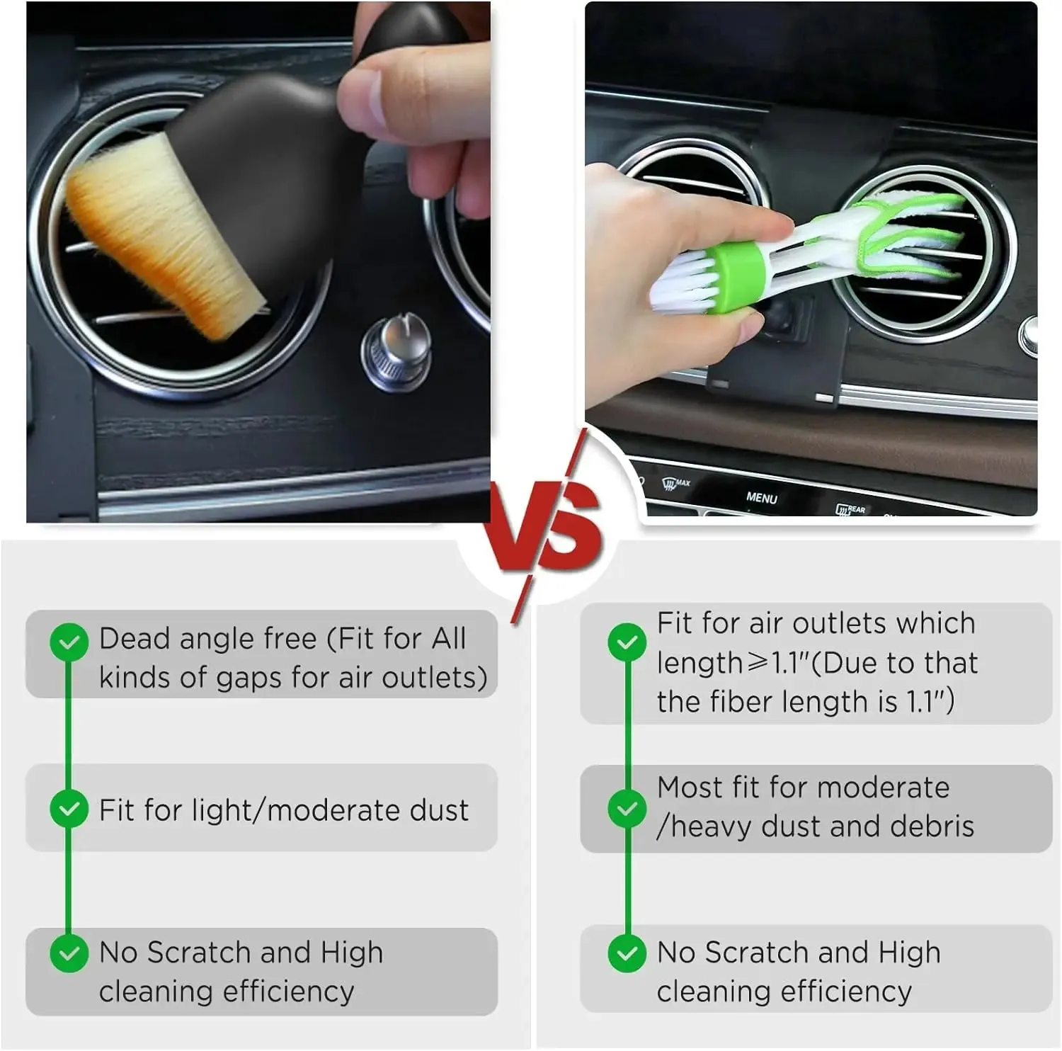 6-Piece Car Care Detailing Brush Set for Wheels/Dashboards and Vents