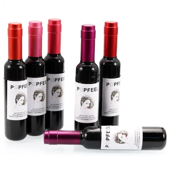 6pcs Waterproof Lip Gloss Makeup Cosmetic Bottle Shape Long-lasting Lip Tint