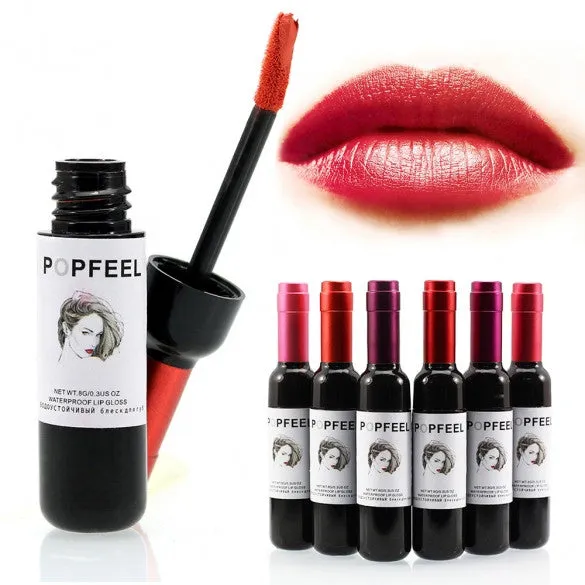 6pcs Waterproof Lip Gloss Makeup Cosmetic Bottle Shape Long-lasting Lip Tint