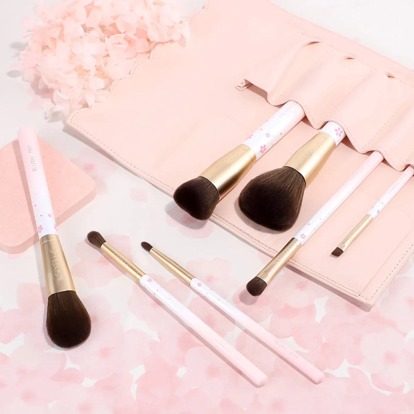 7pcs cherry blossom gradient makeup brush set