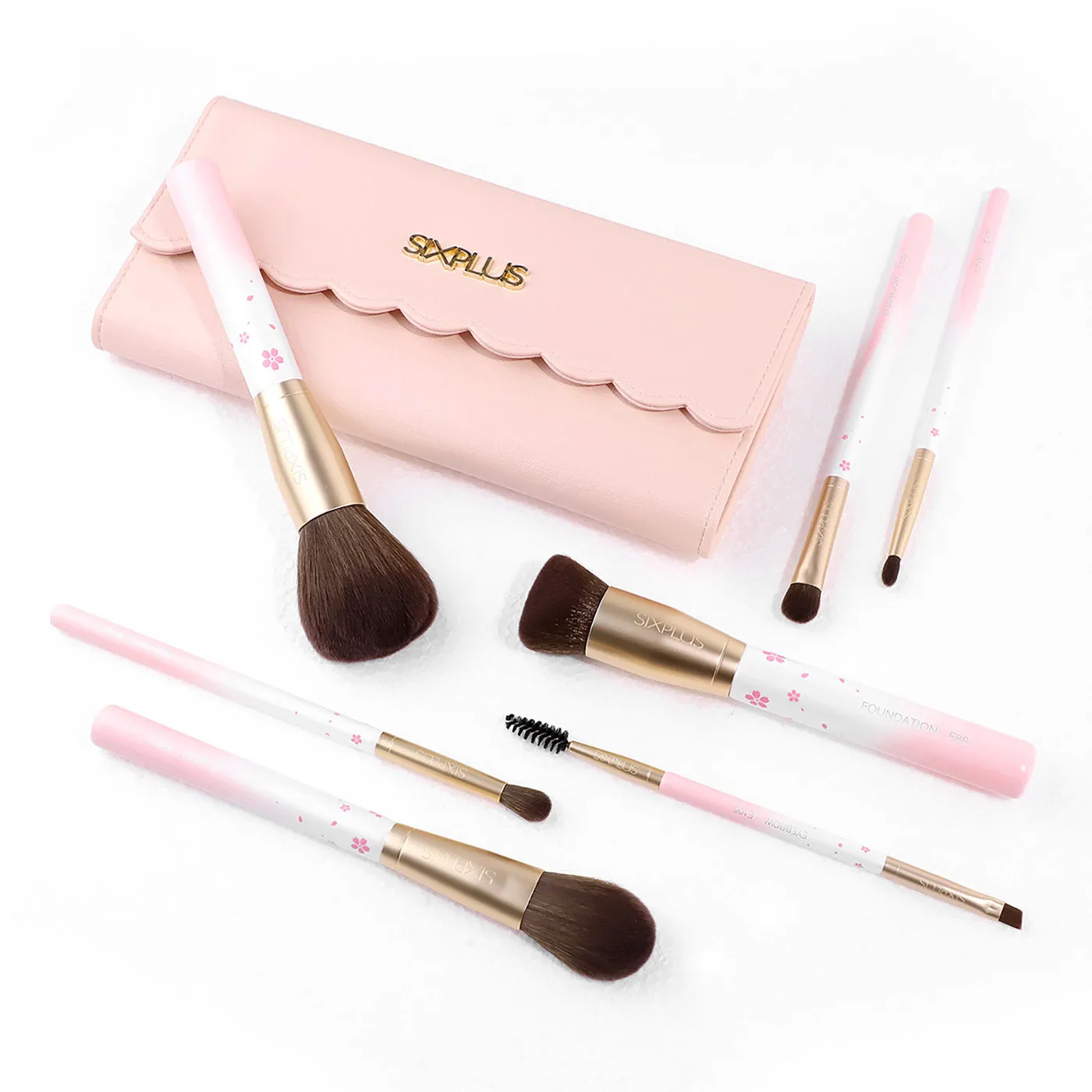 7pcs cherry blossom gradient makeup brush set