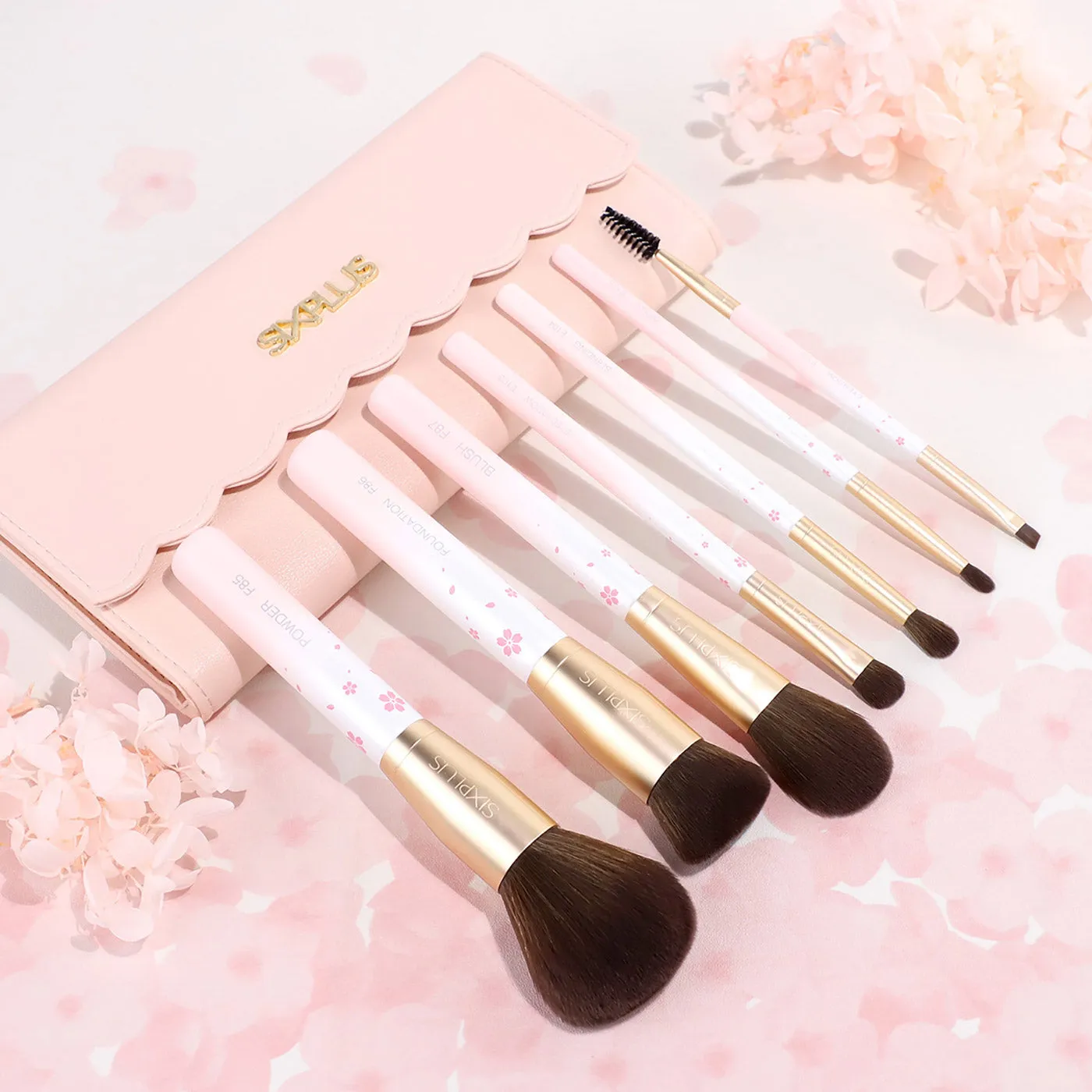7pcs cherry blossom gradient makeup brush set