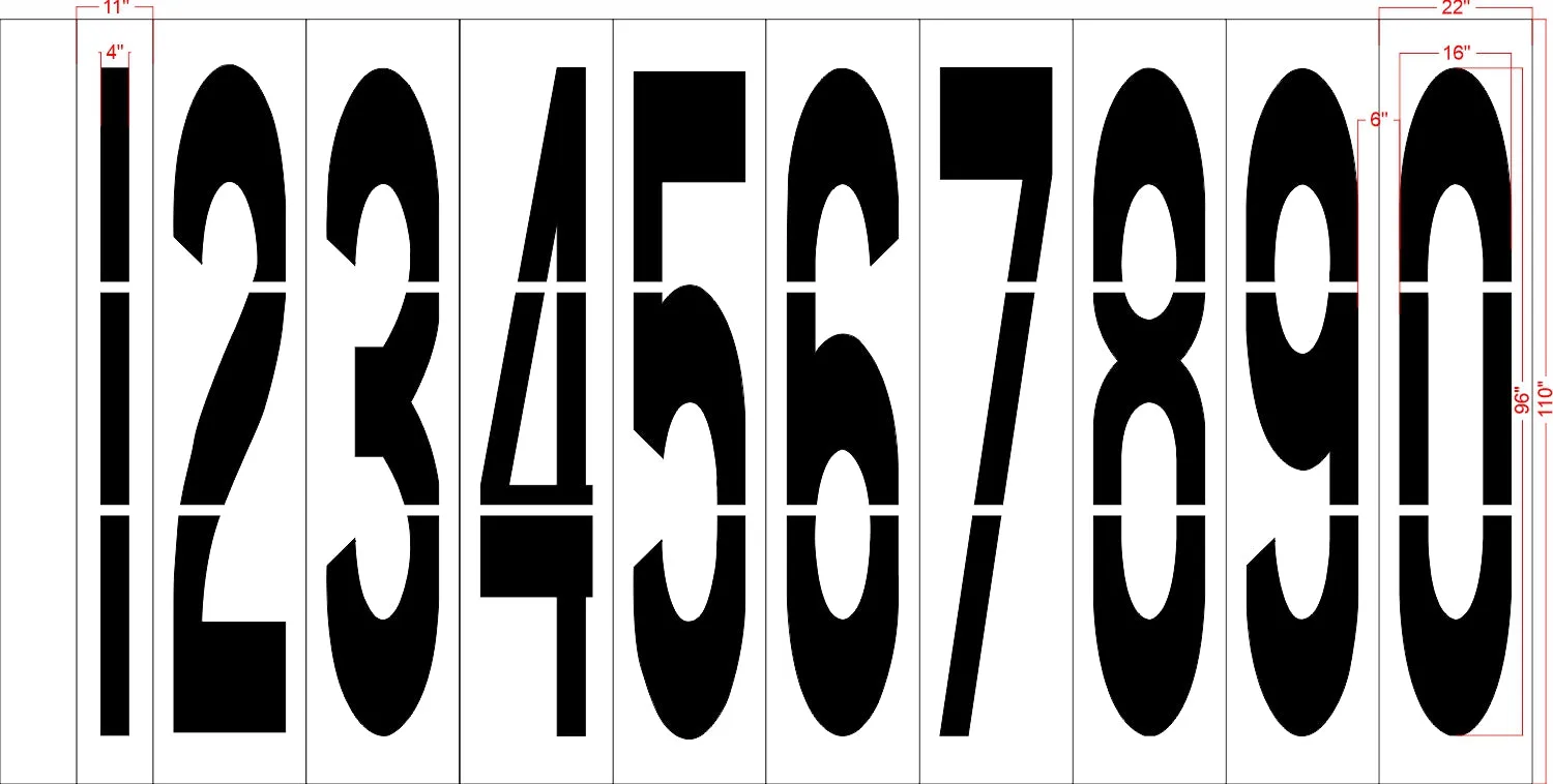96" Texas DOT Number Kit Stencil