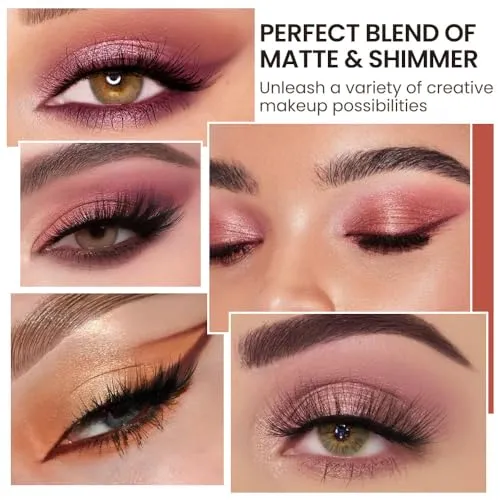9Colors Pink Brown Violet Sparkly Eyeshadow Makeup Palette,Korean Natural Hypoallergenic Glitter Eyeshadow Palette,Highly Pigmented