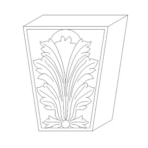 Acanthus Keystone (Fits Casings up to 1 3/4 x 4 1/2 - 7), 6 1/2"w x 8"h x 1 3/4"d