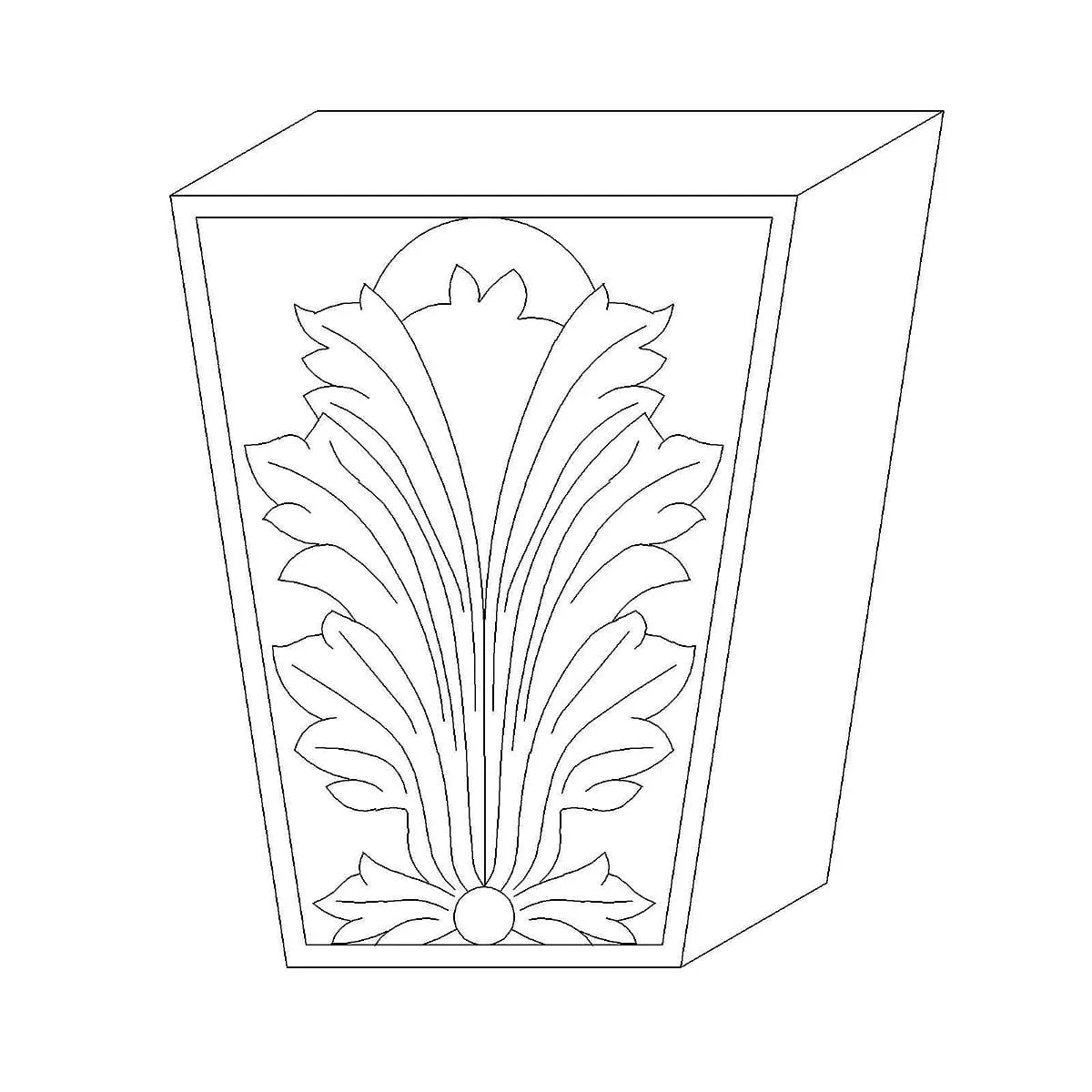Acanthus Keystone (Fits Casings up to 1 3/4 x 4 1/2 - 7), 6 1/2"w x 8"h x 1 3/4"d