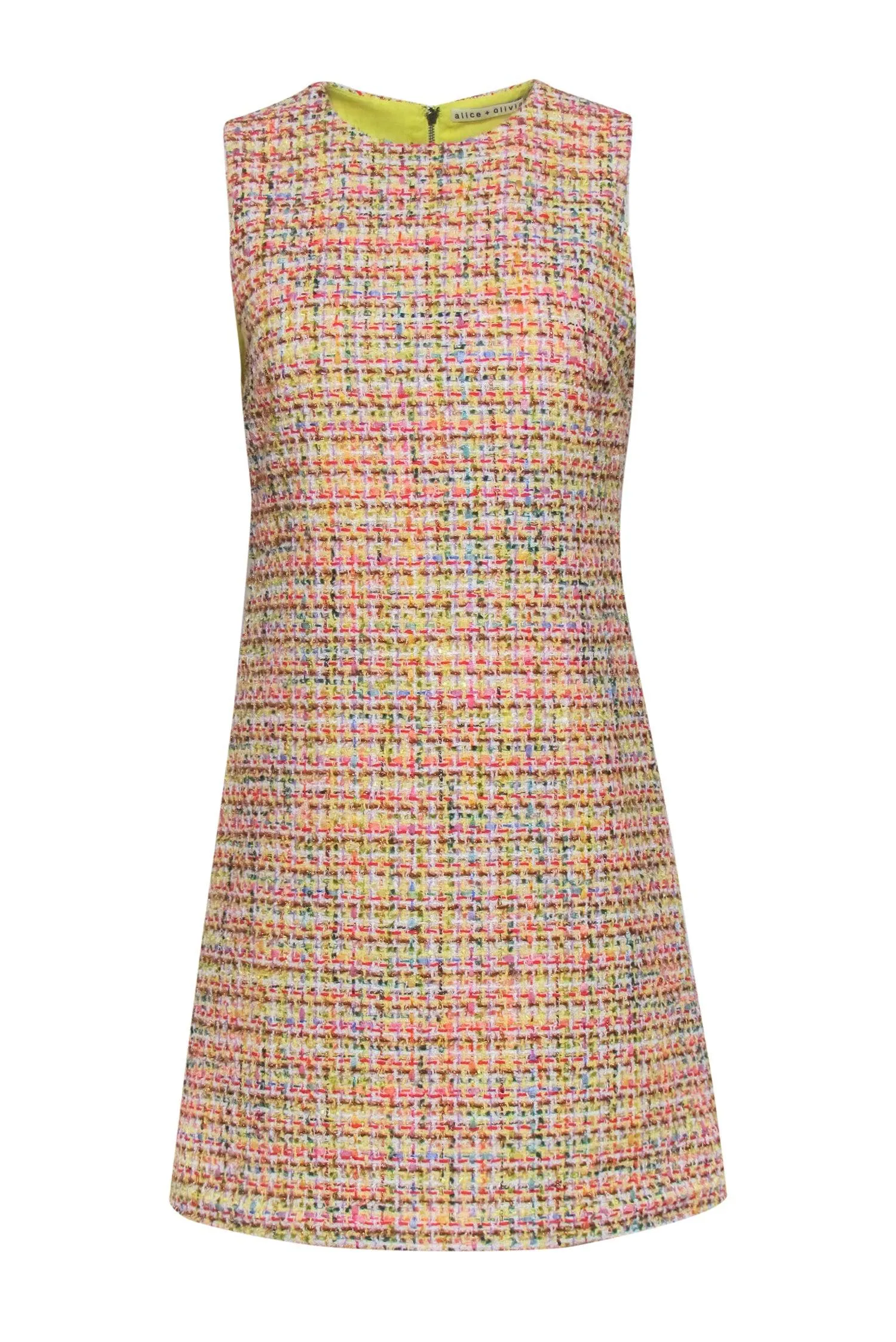 Alice & Olivia - Multicolor Metallic Tweed Midi Dress Sz 6