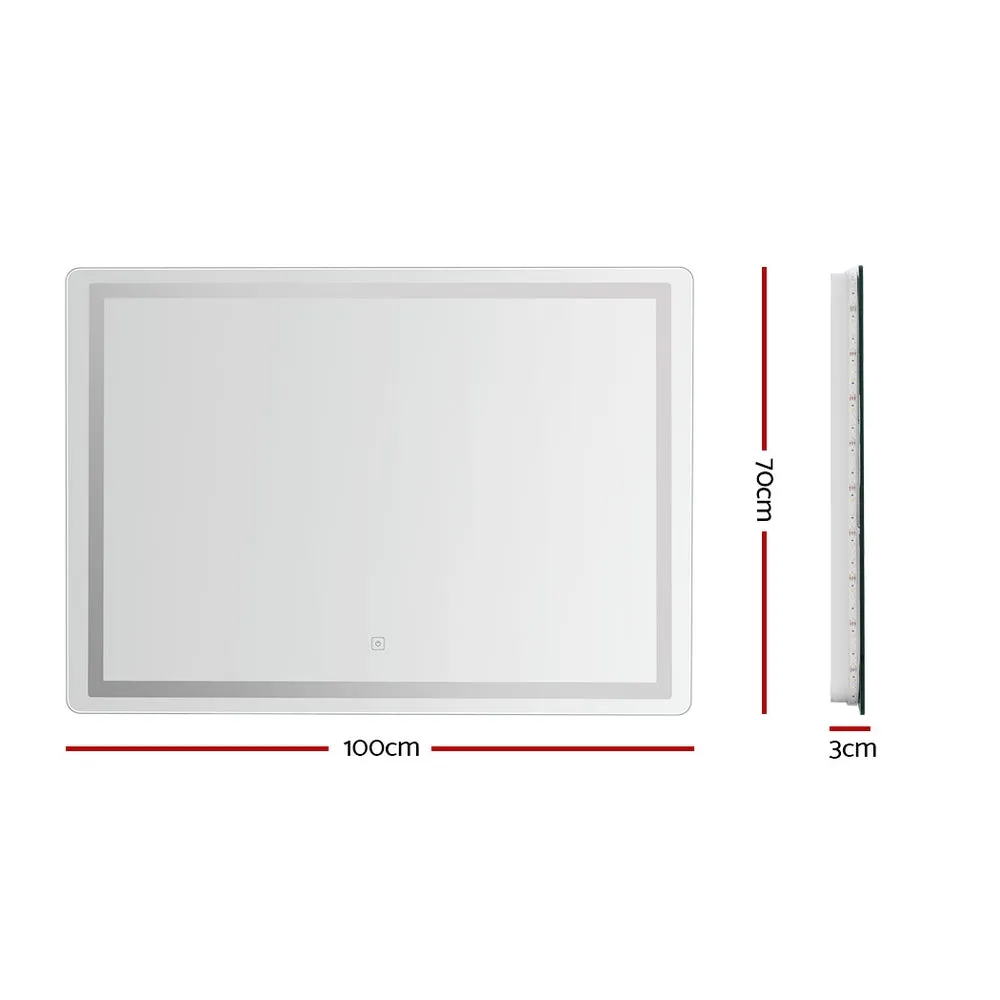 Anti-Fog LED Wall Mirror 100x70cm Waterproof, Embellir