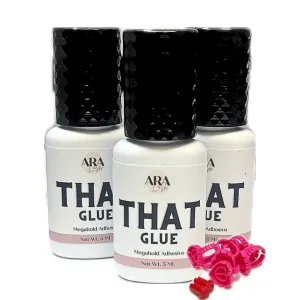 ARA Lash Co. That Glue Megahold Adhesive/Eyelash Extension Glue/Lash Glue/0.5 Sec Dry Time/Extra Strong Hold/7 Weeks Retention/Low Fumes/5ml