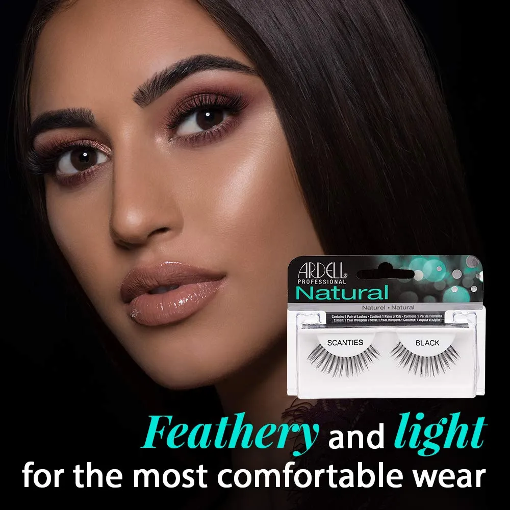 Ardell Natural Lashes False Eyelashes Scanties - Black, Lightweight, Reusable, Soft Lash Extensions for Everyday Wear, 4 Pack