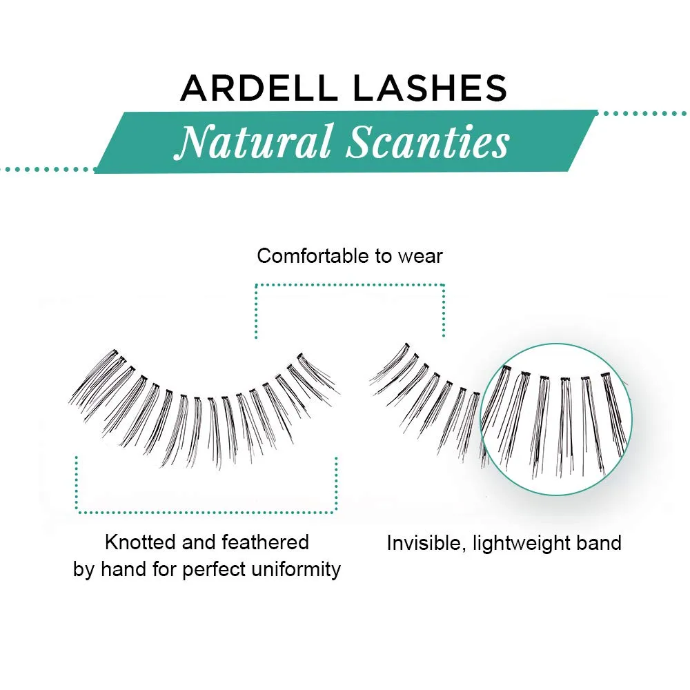 Ardell Natural Lashes False Eyelashes Scanties - Black, Lightweight, Reusable, Soft Lash Extensions for Everyday Wear, 4 Pack