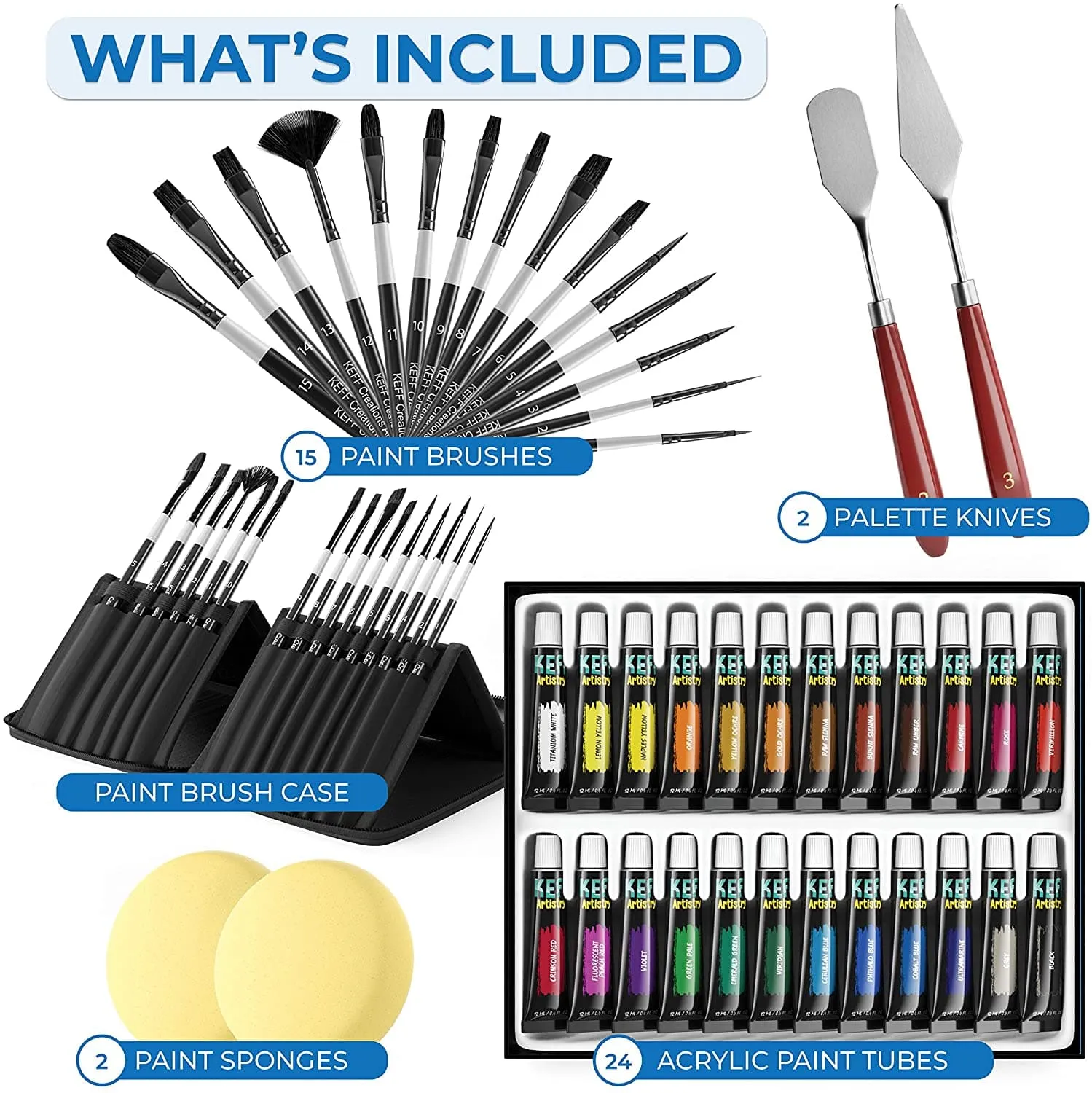 Artist Acrylic Paint Brush Bundle