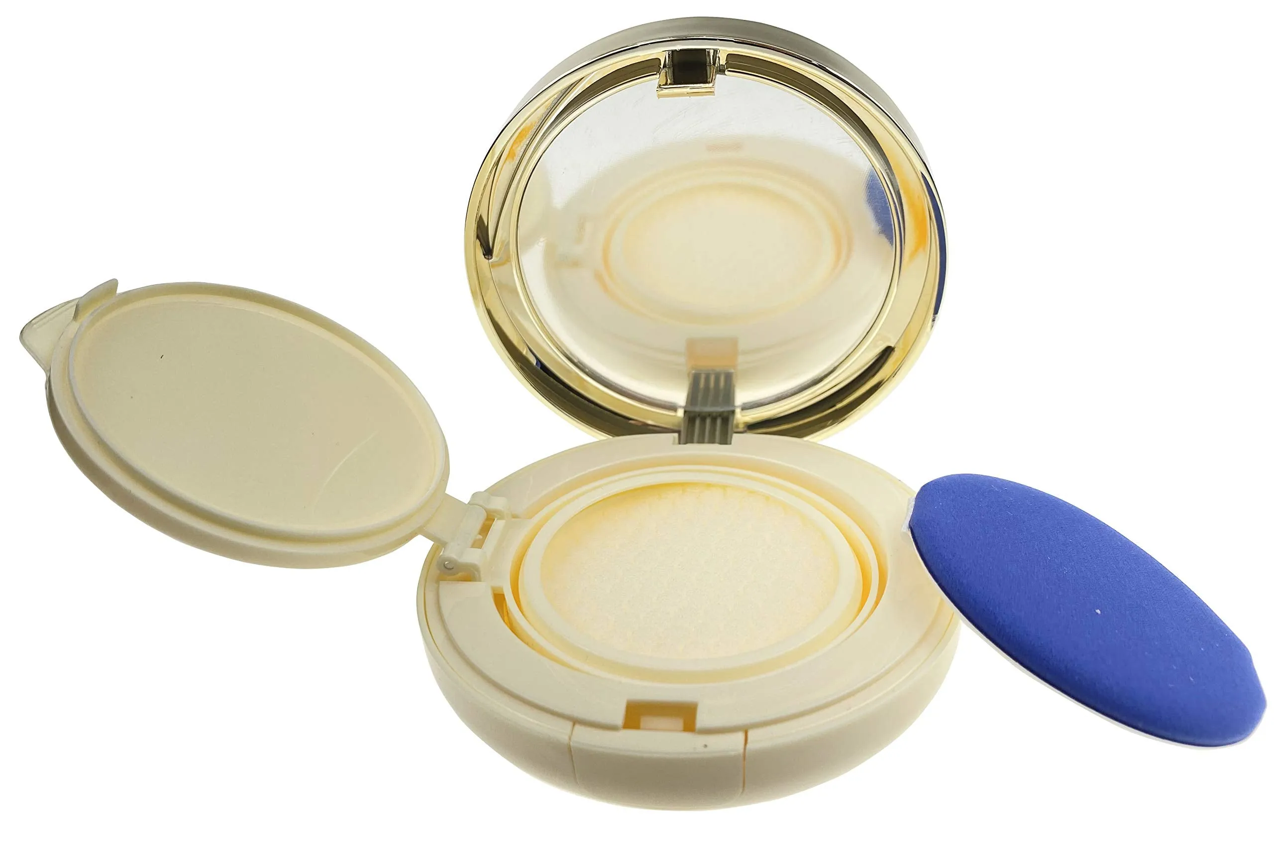 ASTRQLE 15ml 0.5oz Empty Luxurious Golden Portable Make-up Powder Container Air Cushion Puff Case Holder with Powder Puff and Mirror Refillable Make Up Founda gold
